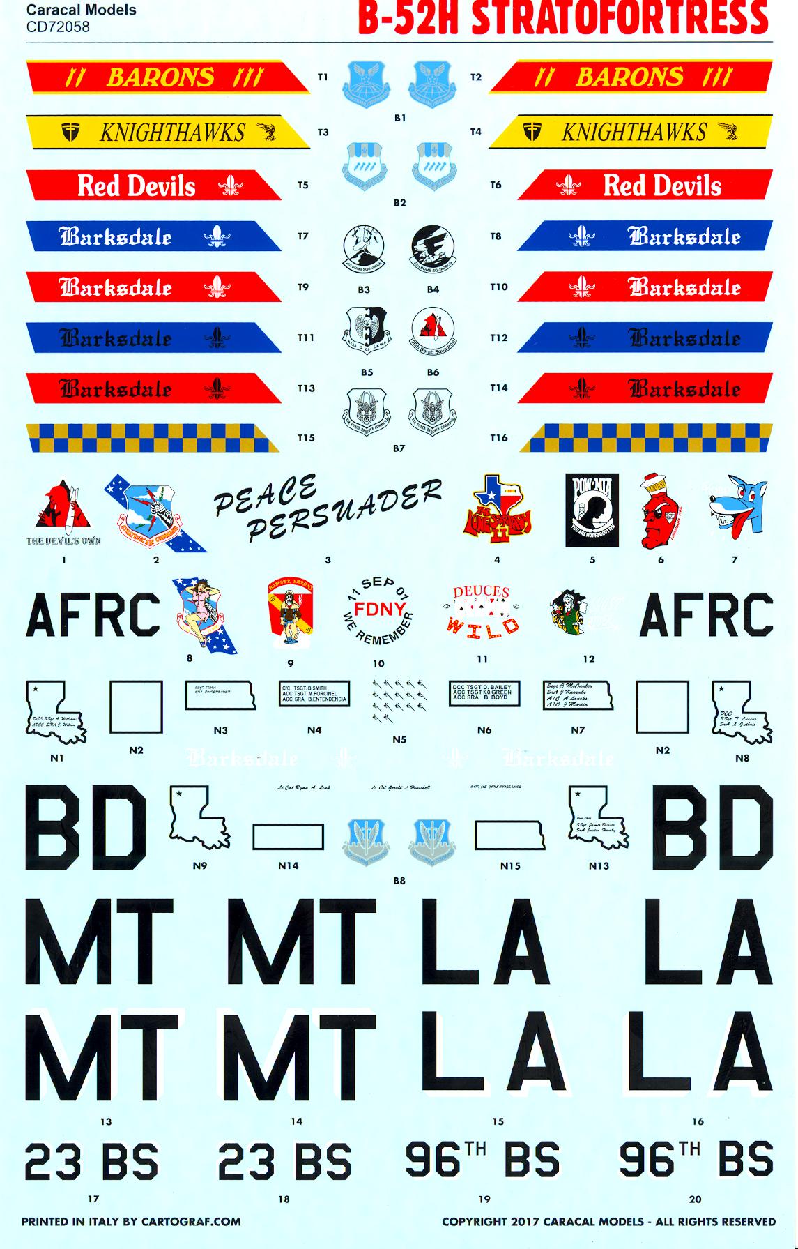 Caracal Decals 1/72 BOEING B-52H STRATOFORTRESS Strategic Bomber | EBay